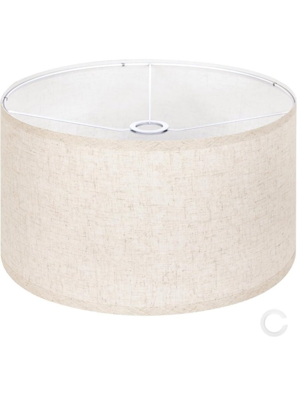 Beige Large Drum Lampshade - 16” x 9”, Easy Assembly, Linen Replacement for